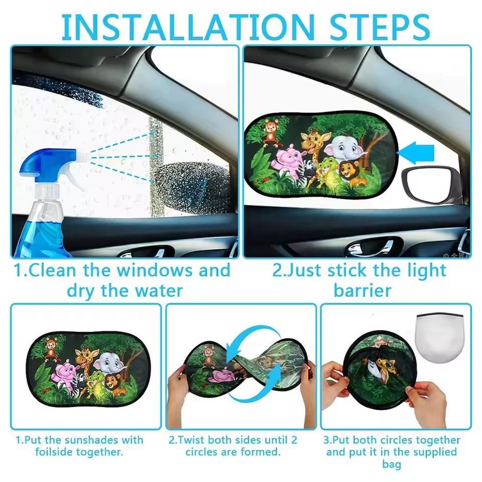 Car Sun Shade UV Protection Electrostatic Adsorption Car Window Sunshade For Kids Universal Auto Curtain Outdoor Sunscreen