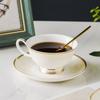 Breeze Minimalist Floral Gold Border Bone Porcelain Coffee Cup and Plate European Afternoon Tea Cup