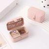Solid Color Jewelry Storage Box PU Leather Earrings Holder Refined Ring Necklace Case  Girls