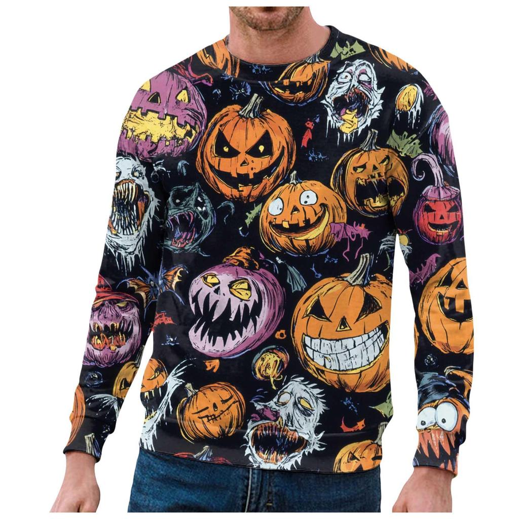 Autumn 3D Halloween Funny Pumpkin Pattern Printed Hoodies Fashionable Casual Sports Long Sleeved Men's Hooded Sweatshirts