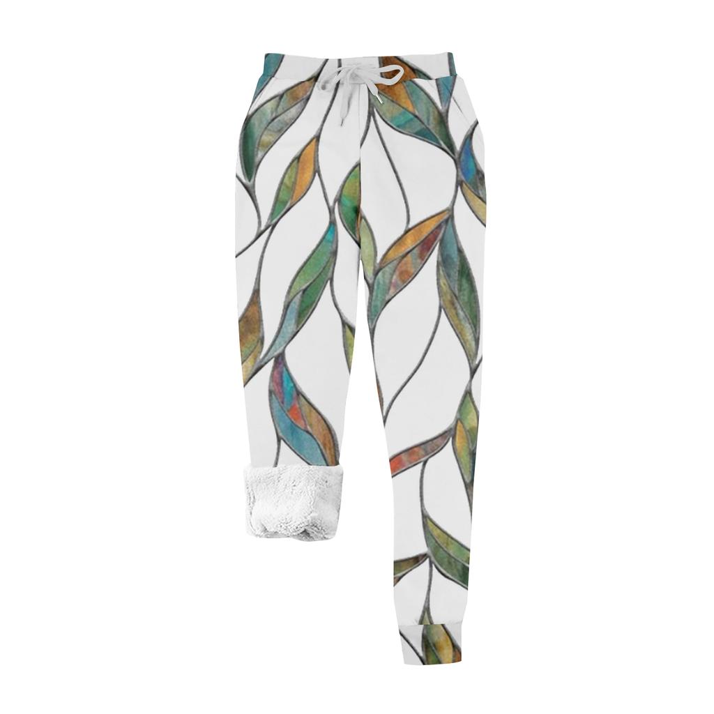 Women's Casual Fashion Home Christmas Print Plush Sweatpants
