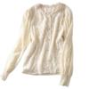 Women's French Lace Lantern Sleeve Top: Autumn/Winter Brushed Crochet Hollow-Out Shirt
