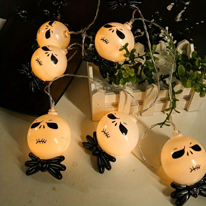 1pc Halloween LED Ghost String Lights Skull Face String Lights Festive Party Plastic 1.5m 10 lights