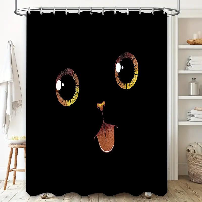 Funny Cat Shower Curtain Cute Pet Bathroom Decor Waterproof Liner Sets Animal Lover Gift Home Decor