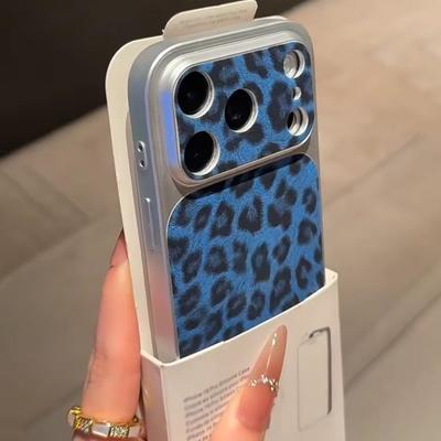 Luxury Giltter Leopard Print Pattern Case for iPhone 17 Air 16 15 14 13 Pro Max Plating Shiny Shockproof Large Camera Hard Cover