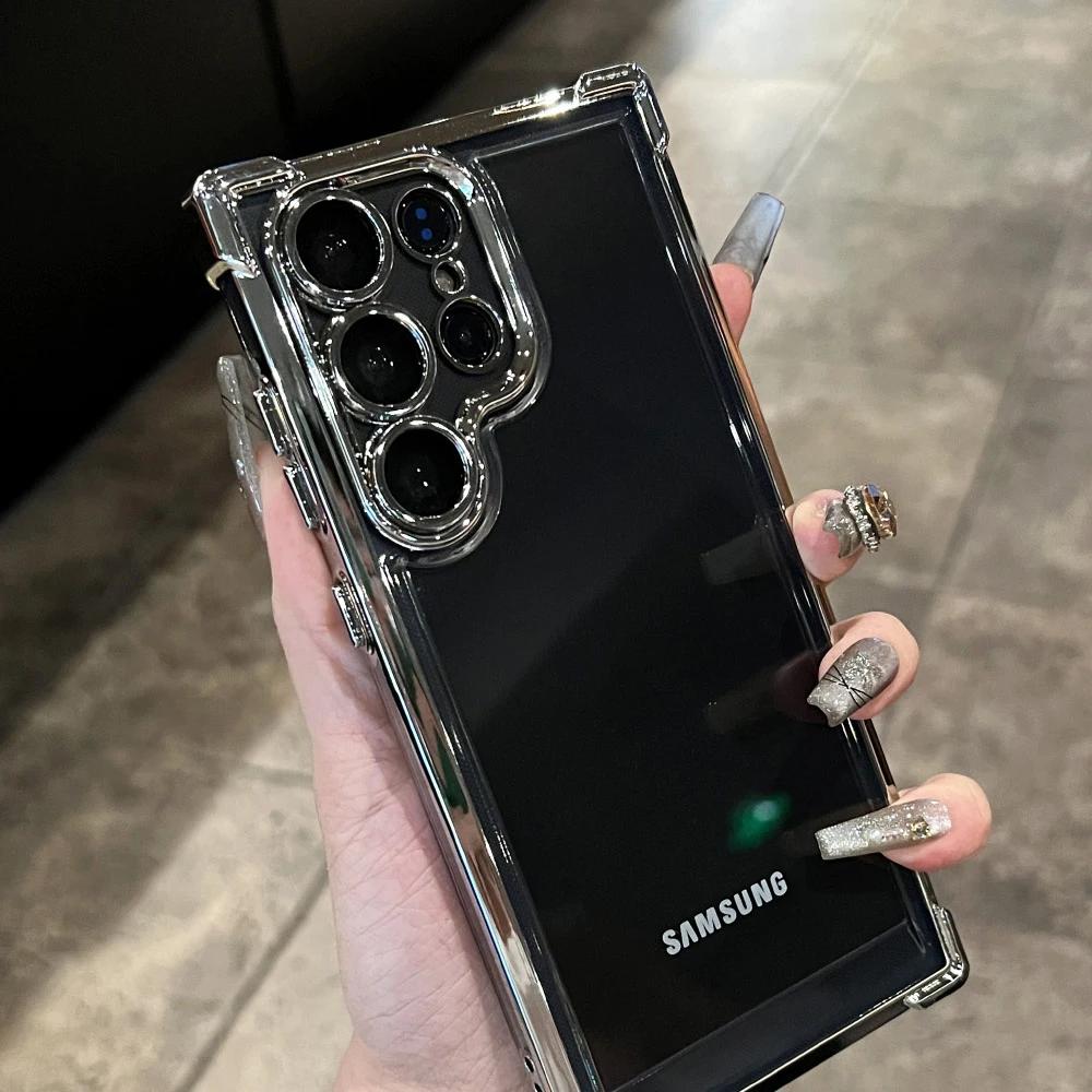 Kovový nárazník Průhledný kryt pro Samsung S25 Ultra S24FE S23 FE S22 Plus A54 A53 A55 A34 A35 A25 5G Nárazuvzdorný akrylový kryt