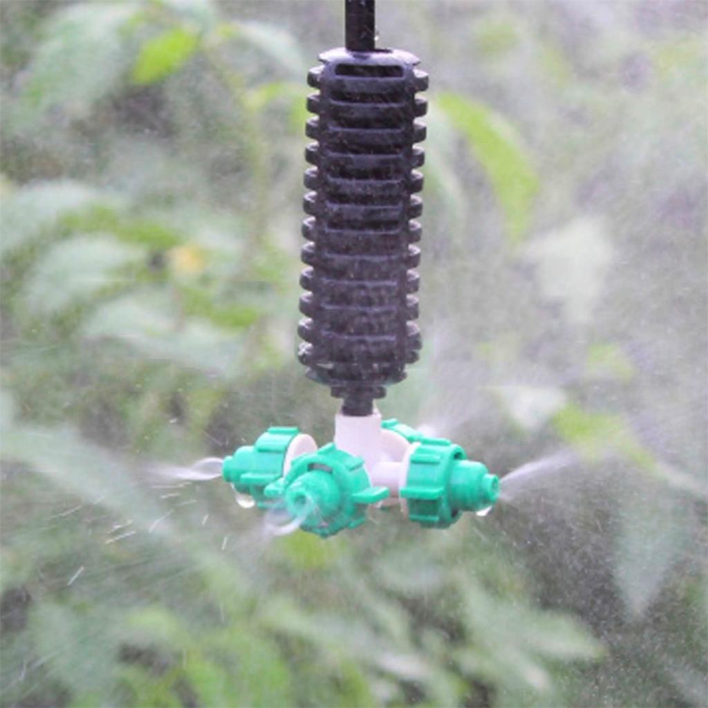 Kit Ugello Nebulizzatore a 4 Uscite 6mm Spruzzatore Atomizzante Anti-Goccia Nebulizzatore a Croce Sistema di Micro-Irrigazione per Giardino Strumento di Raffreddamento e Umidificazione