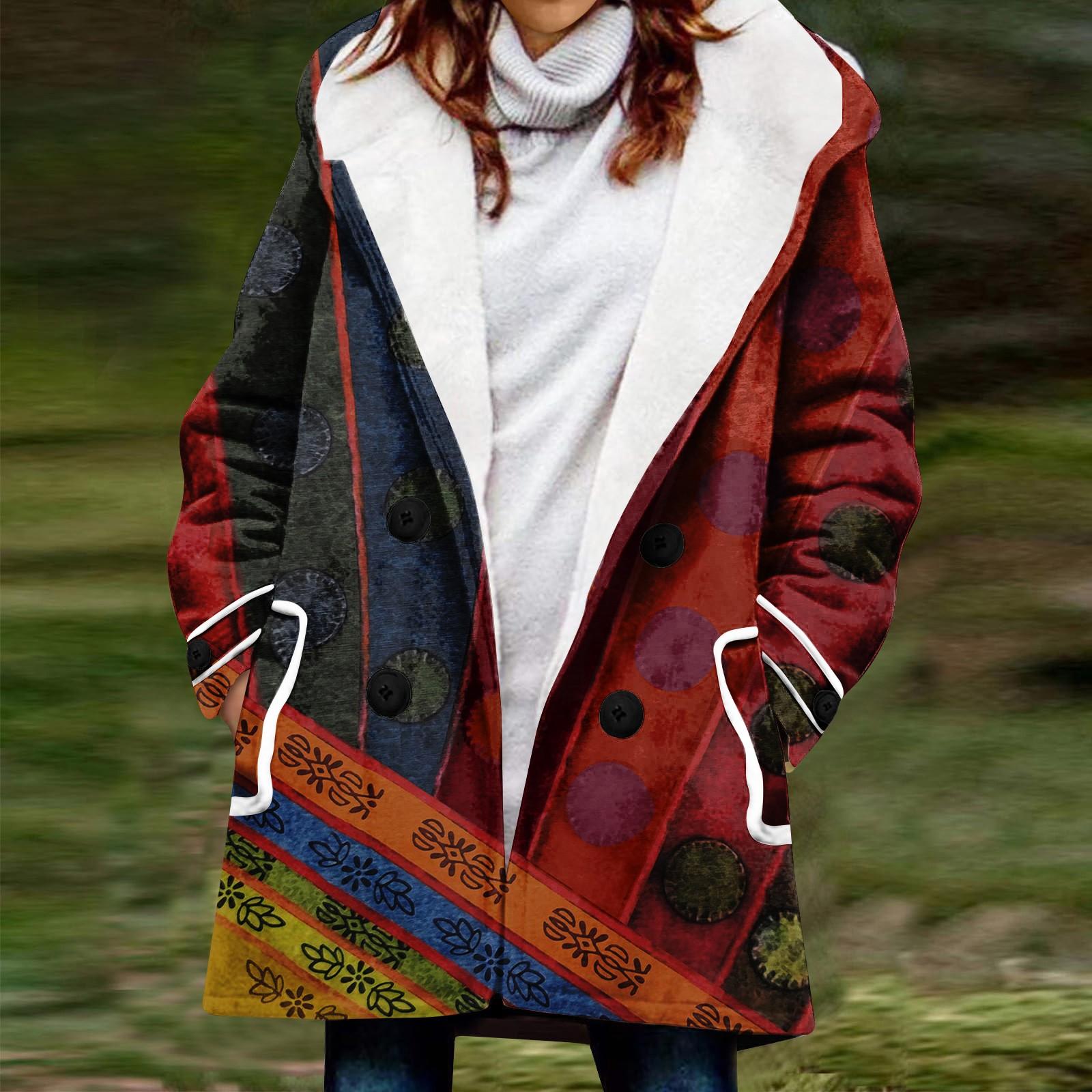 

Женское зимнее пальто, теплое мохнатое пуховое пальто с капюшоном и пуговицами, куртка M винный