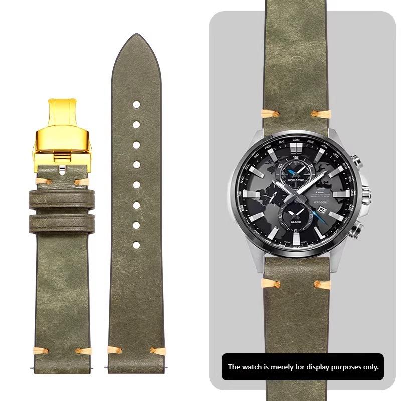 22mm 23mm high-quality genuine leather watch strap For Casio EDIFICE EFR-552D/539/303 EFV-650D MDV-107D Men's Cowhide watchband