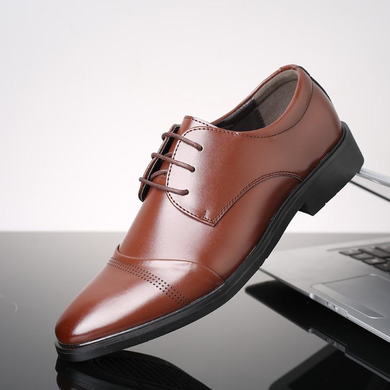 Formal Shoes Men's Elastic Leather Shoes Luxury Business Leather Shoes for Men Wedding Shoe Loafers Pointed Social Male Oxford