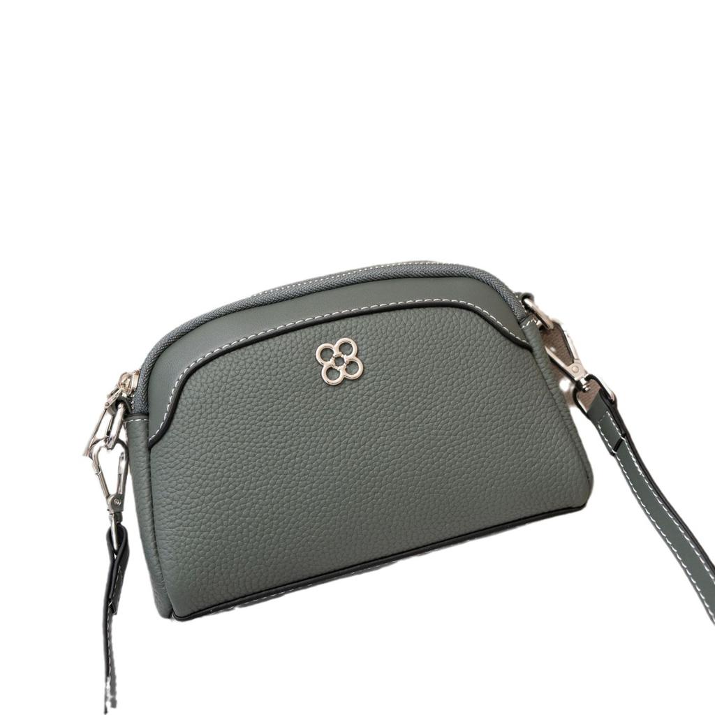 Cowhide Niche Versatile Women's Bag Shoulder Messenger Bag Simple and Fashionable Women's Bag Zipper Small Shell