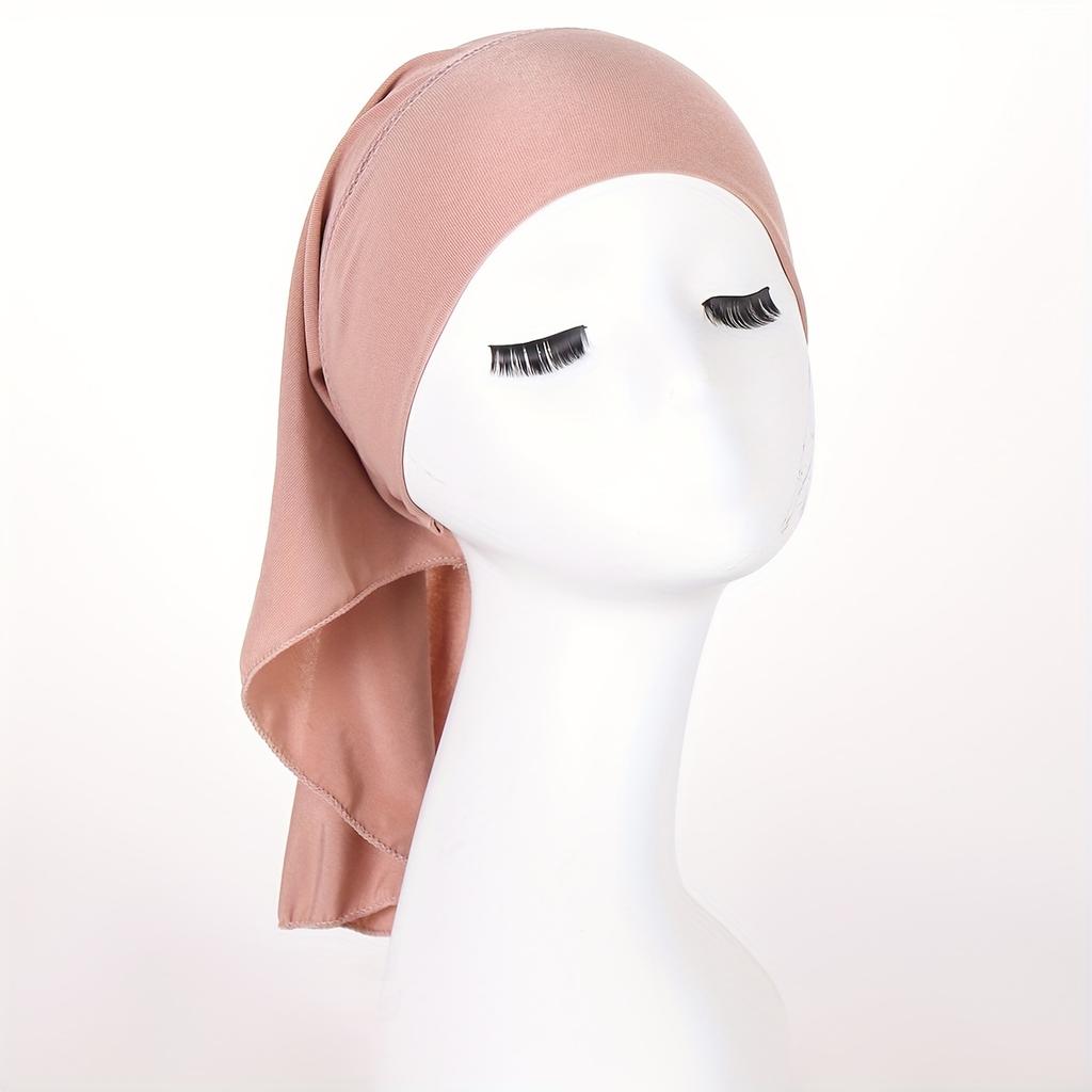 Solid Color Inner Hijab Hat Elastic Turban Causal Head Wraps Ramadan Muslim Fashion Headscarf Bandana For Women