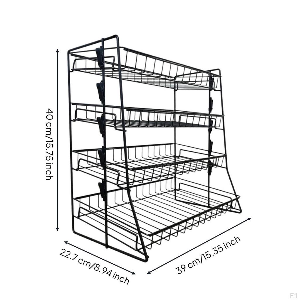 Snack Display Rack 4 layer Holder with Clips Slanted Countertop for