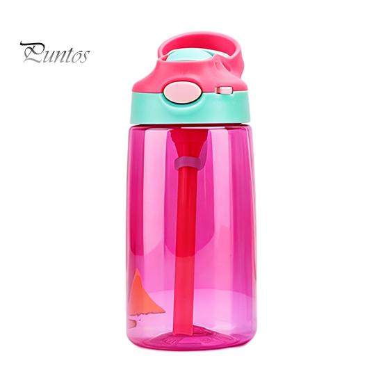 Leak Proof Training Cup for Kids Cartoon Sippy Cup, 470ml Water Bottle with Straw Adjustable Strap, Pop Up Portable Crossbody Drink Container Lid Flip