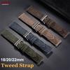 Vintage Genuine Leather Watch Band Tweed Nylon Strap 18mm 20mm 22mm Quick Release Weave Bracelet for Omega for Seiko Smartwatch