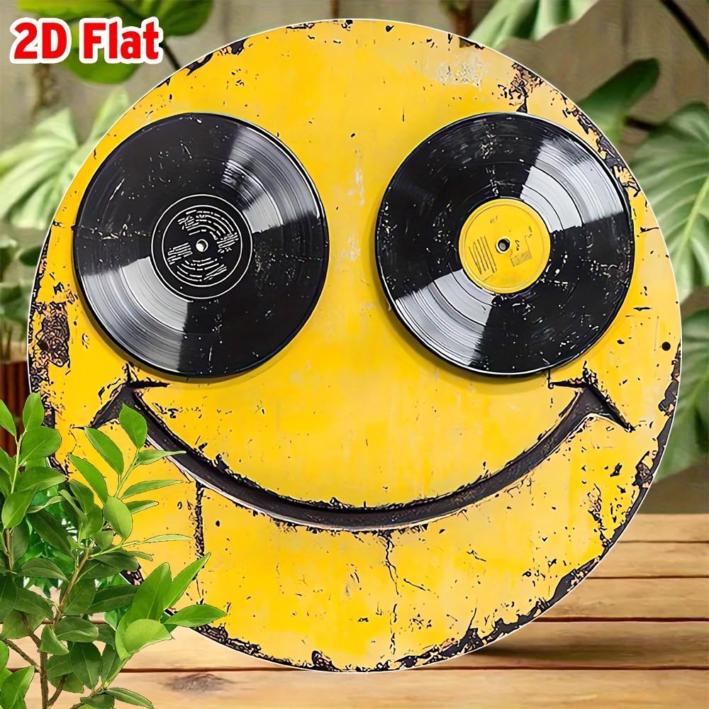 Vintage Smiling Face Round Aluminum Wall Art