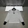 Pu Jia 2025 Fall/Winter Letter Jacquard Stripe Knit Pullover, Round Neck, Long Sleeve, Age-Reducing Versatile Top