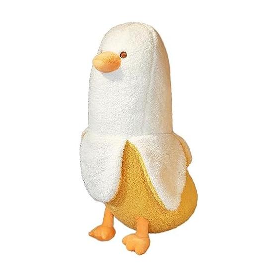 EU SOU Large Body Pillow Plush Toy Banana Duck Fluffy Fluffy Long Cushion Pillow (70cm, White)