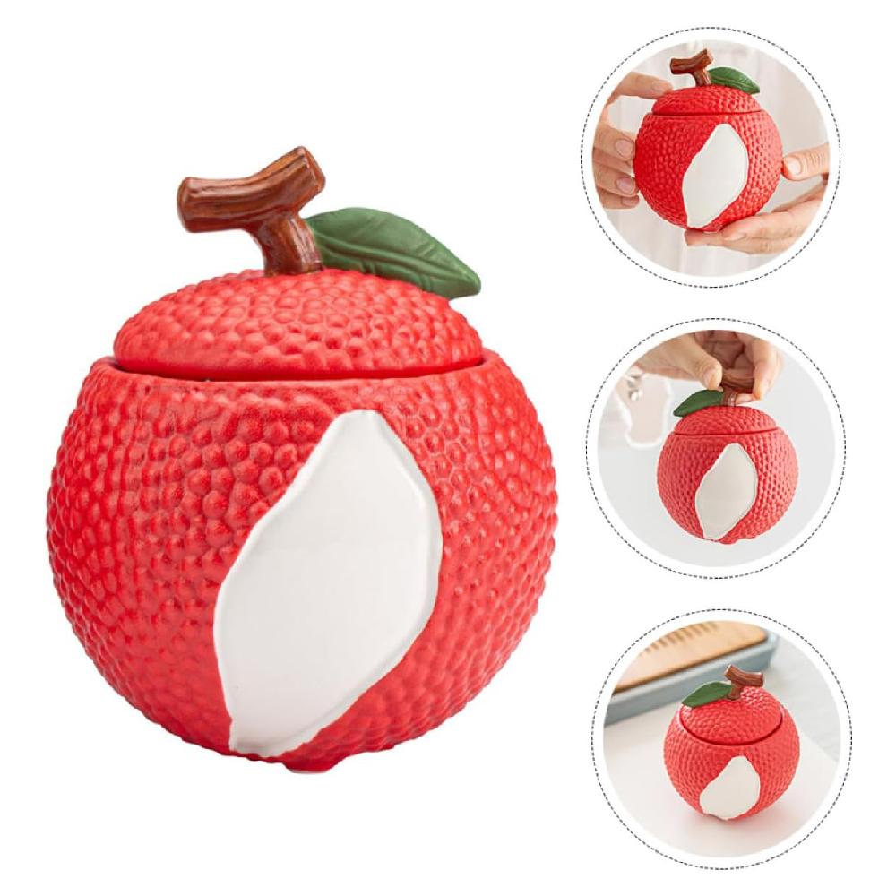 1 Ceramic Tea Jar, Fruit Shaped Container with Lid Decoration, Ceramic Food Storage Jar for Dining Table Decoration