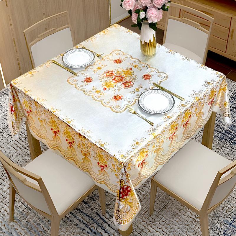 Luxury Waterproof PVC Tablecloth: Oilproof, Anti-scald, Wash-free Round Design for Hotels and Homes