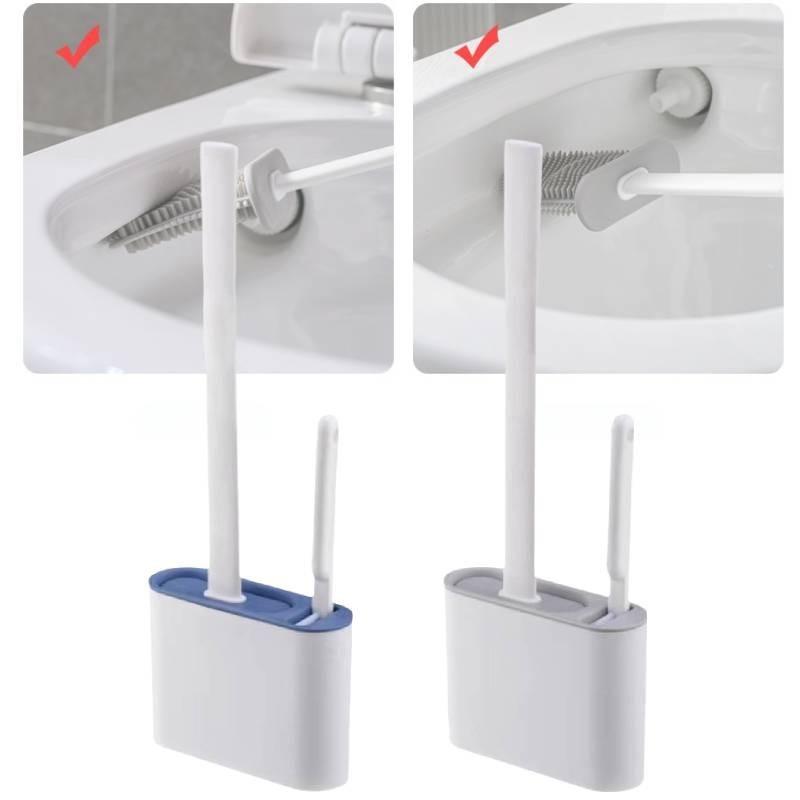 Toilet Silicone Brushes With Brush Holder Wall Mounted Cleaning Tool Bathroom