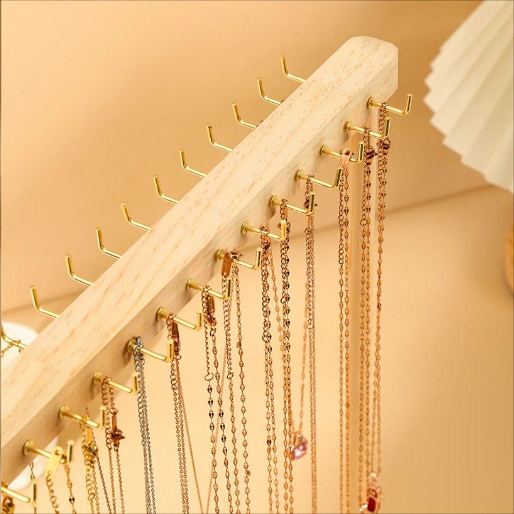 New Large Necklaces Easel 12/18 Hooks Removable Bracelet Display Board Solid Wood Display Stand Set Up Stalls