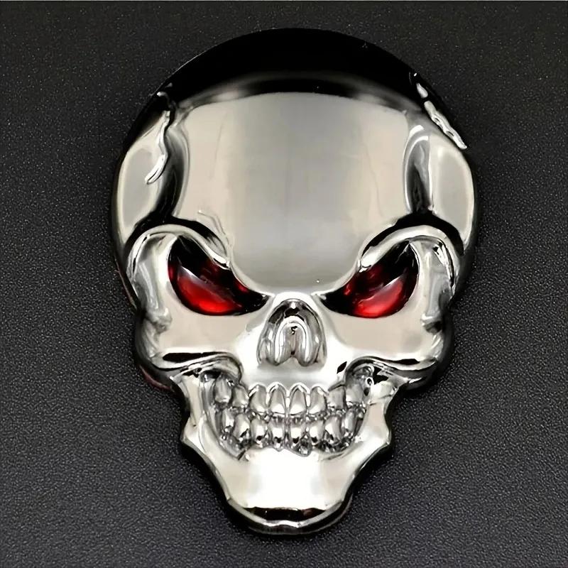 2PCS 3D Metal Skull Car Emblem - Pirate Skeleton Badge for Auto Body Rear Trunk, Buccaneer Sticker Decal Universal Fit