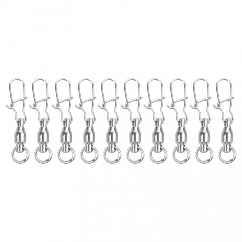 Stainless Steel Fishing Swivel Snap Connectors 3 Sizes 10 Pieces for Angling