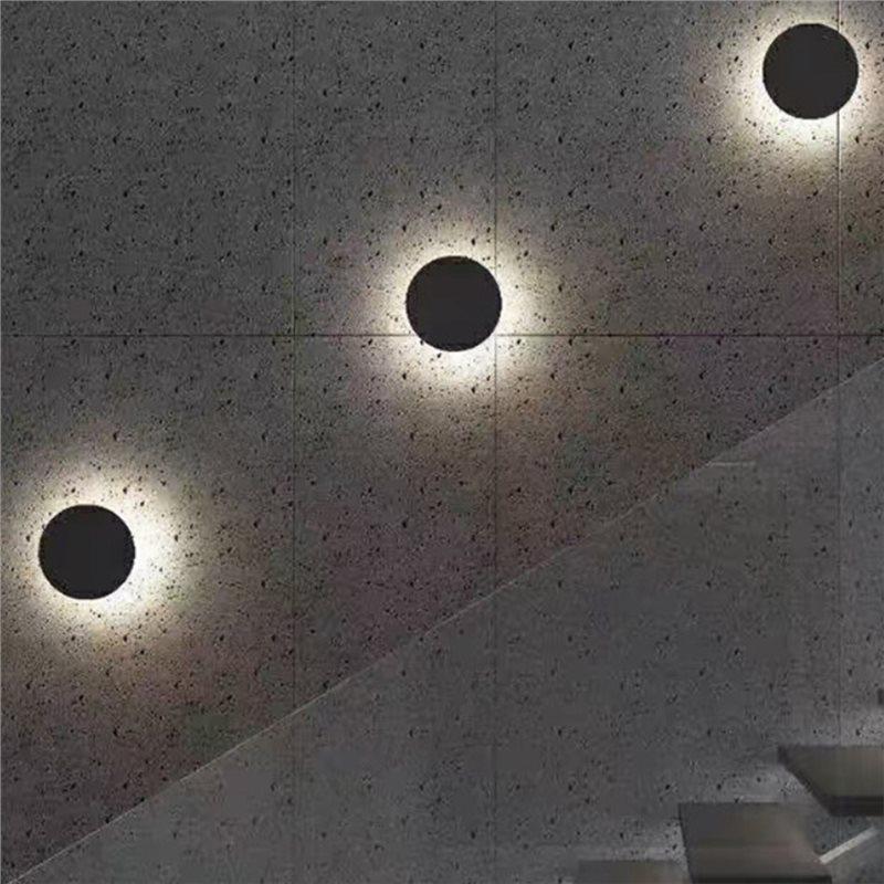 A34R Warm White LED Sconce Wall Light Outdoor Modern Round Design 3000K Wall Lamp For Garden Patio Bathroom Hallway Facade
