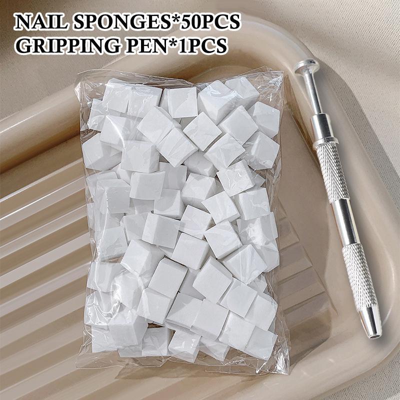 50/100Pcs Nail Art Gradient Sponge Pen Set With Replaceable Sponge Heads And Non Slip Metal Handle Perfect For Home Diy