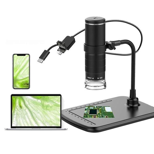 3 In 1 HD 1000X Digital Microscope LED USB WiFi Microscope Mobile Phone Microscope Camera with Stand for Smartphone PCB Inspection Tools