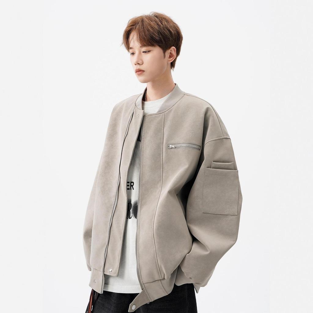 Baseball Uniform Mens Autumn Leather Jacket Design Short Work Jacket