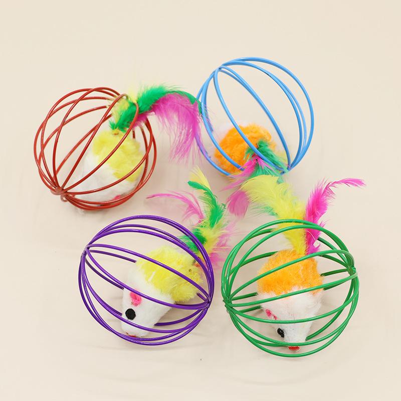 

Selection Hot More Play Playing Toys False Mouse In Rat Cage Ball For Pet Cat Kitten Gift Random color