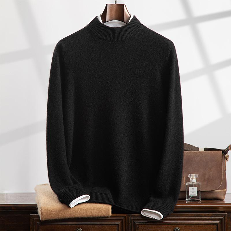 Cashmere sweater, semi-turtleneck sweater, loose and thickened long-sleeved bottomed knitted sweater, with a new top inside.