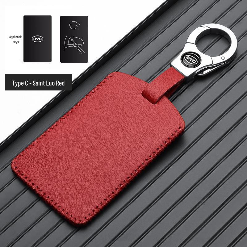 BYD Han EV Key Case: Genuine Leather for Dolphin, Qin PLUS, Song Pro, Tang - New Energy Car Key Bag