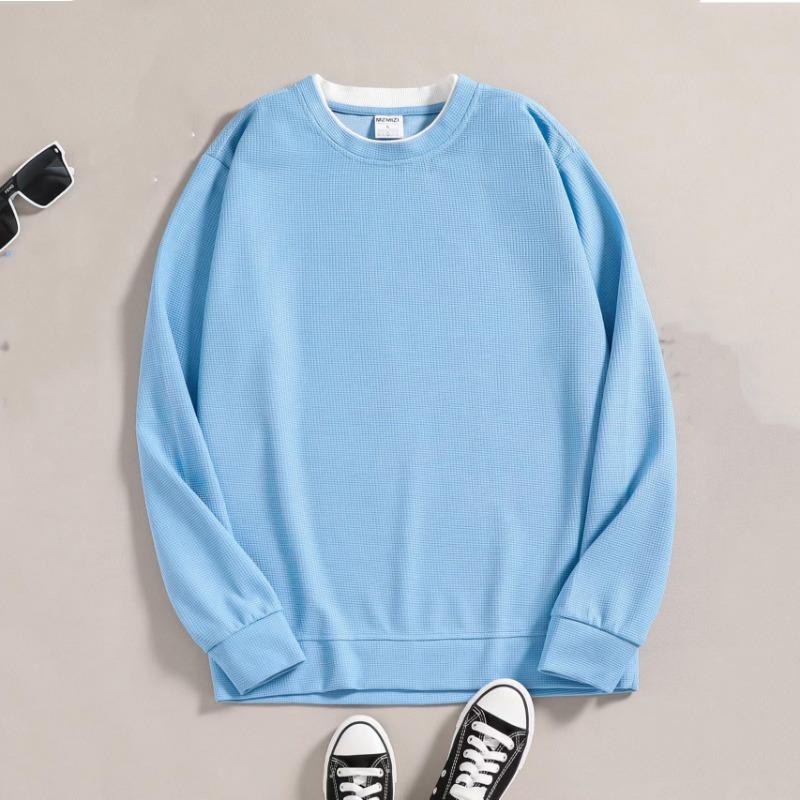 Весенне-осенняя женская толстовка с длинным рукавом вафельный двойной воротник персонализированная толстовка повседневный универсальный топ XL небесно-голубой 2349₽