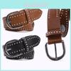 Retro Double Row Rivet Leather Belt For Women With Alloy Buckle For Casual Style