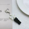 Fashion Cat Pendant Keychain Flocking Animals Pendant Key Chain Heart Bow Shaped Key Ring  Women