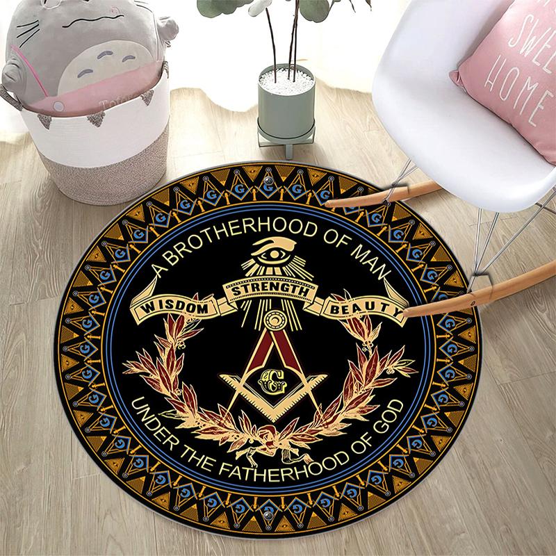 1Pc Viking theme Printed circular carpet, home door mat, outdoor travel protection carpet A4
