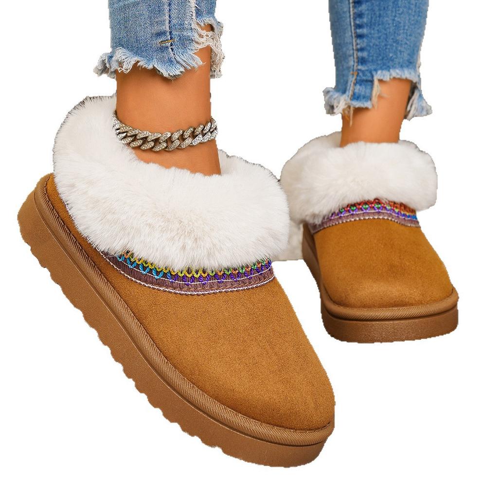 Damenpelz integriert dicker Boden höhenverstellbar Pelzkragen Winter leicht warm Schneestiefel rutschfest tragbar lässig Sport Baumwollstiefel