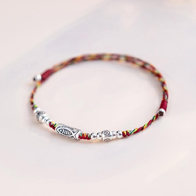 Kois Fish Pendant Bracelet Colorful Cord Handchain Adjustable Handwoven Bangles