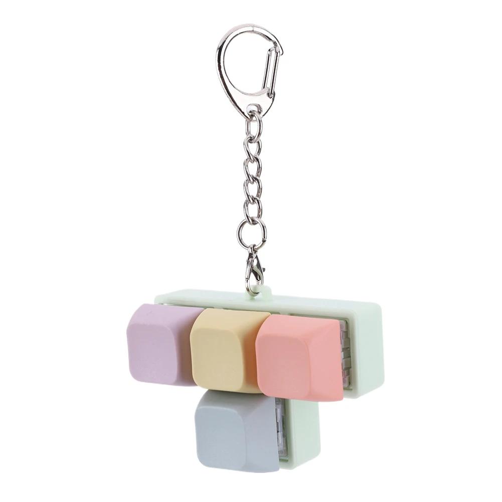 Finger Keyboard Fidget Toys 4-Button Keyboard Fidget Clicker Keychain Finger Calming Keychain Stress Relief Toys for Kids Adults