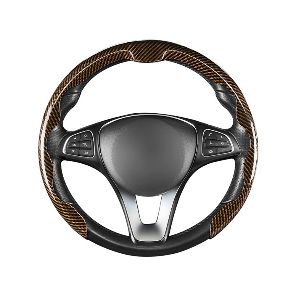 Carbon Car Handle Cover D Cut O Cut Steering Wheel Cover Protector 38cm Universal Non-slip Carbon Fiber Steering Wheel Case