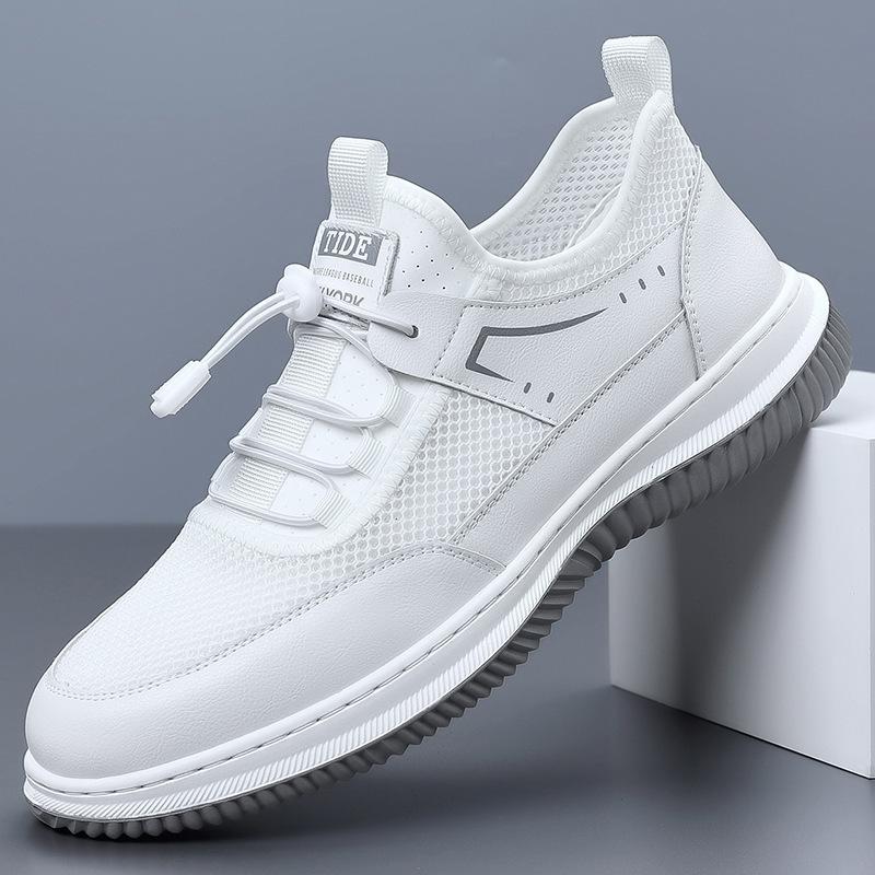 Spring Summer New Mesh Shoes for Men High Quality Fashion Casual Leather Sneakers Male Elastic Band Sports Board Shoes Man