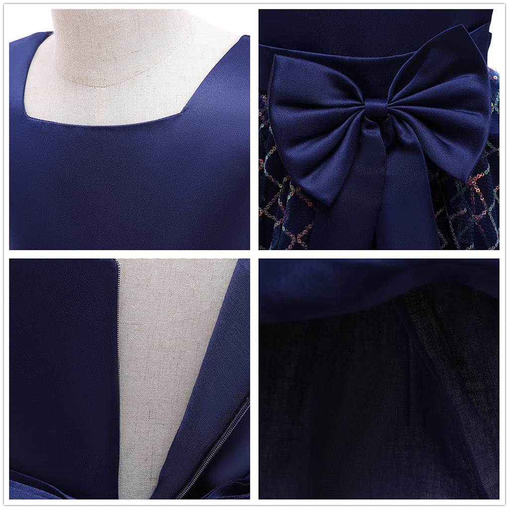 Honey baby Formal Perfect for Piano and Competitions Size Girls' Dress, Recitals, Weddings, Concerts, Parties, (Navy, 130)