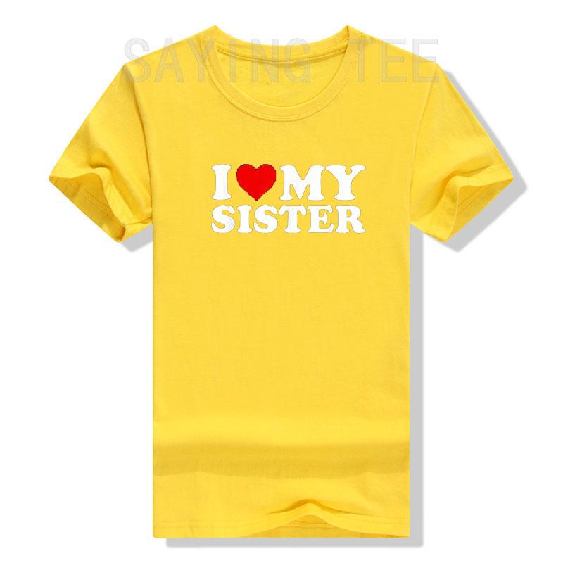 

I Love My Sister T-Shirt I Heart My Little-Sister Graphic Tee Tops Funny Sayings Letters Printed Outfits Family Matching Clothes 4XL