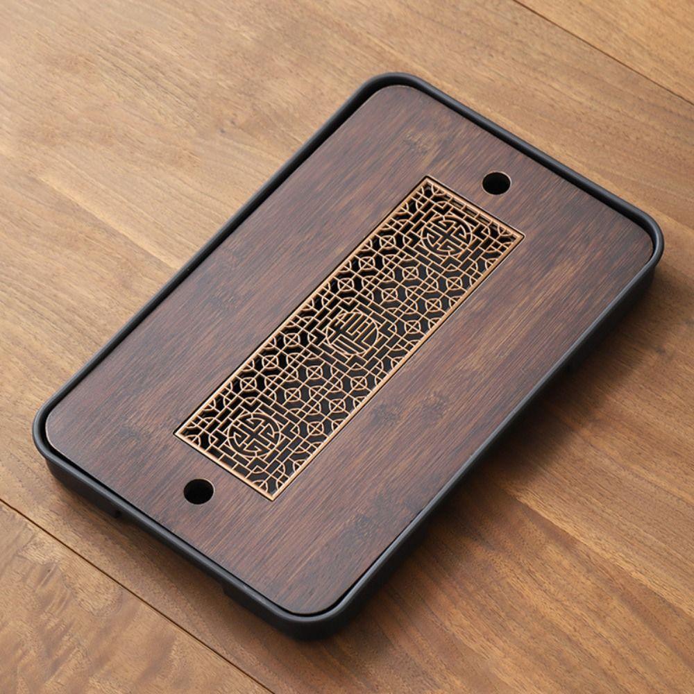 Dual Purpose Bamboo Tea Tray with Drain Quick Drainage Gongfu Tea Set Table  Tea Set Accessory