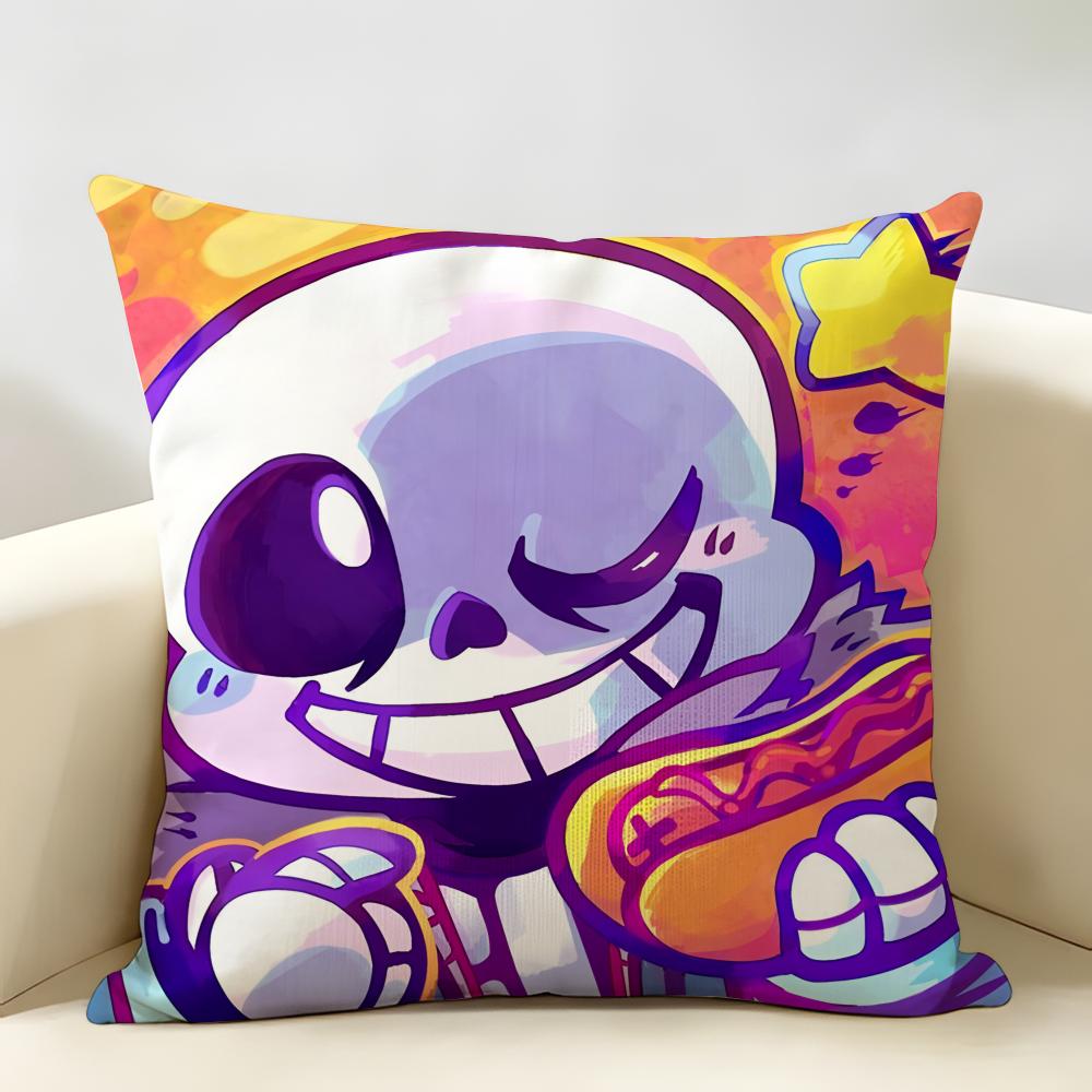 SSans Undertale Anime Cushion Cover Natural Linen Organic Fabric DoubleSided Printing Room Sofa Decor Pillow Case