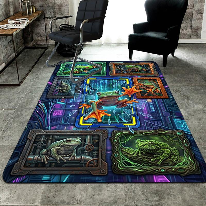 Froggy Frames Cyberspace Pattern Rug Floor Mat for Living Room or Bedroom Soft and Comfortable Carpet a Gift for Birthday and Holiday.