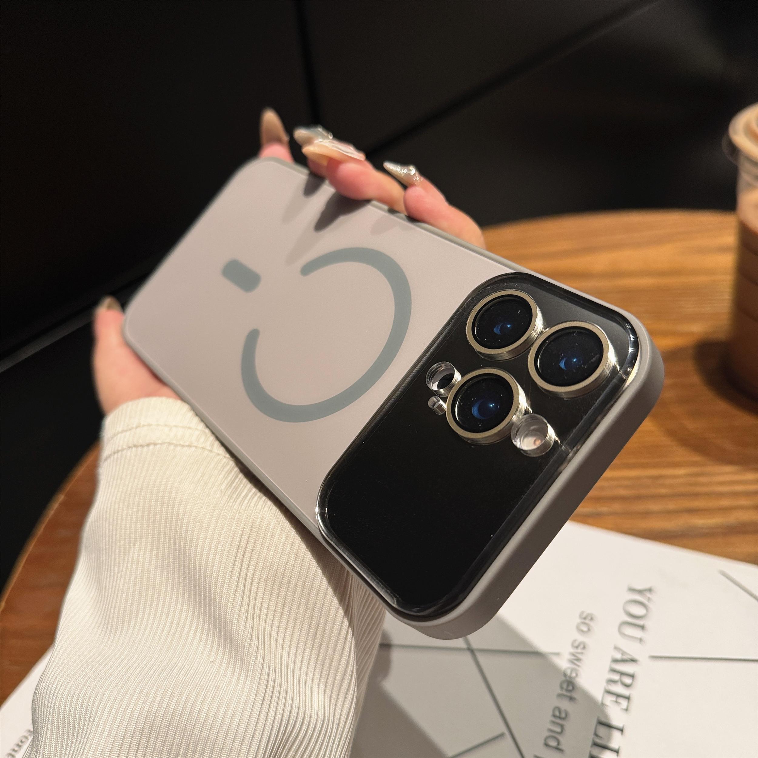 

Роскошный матовый стеклянный протектор камеры для телефона чехол для IPhone 17 Pro Max 17Air 16 15 14 13 12 с магнитной беспроводной зарядкой iPhone 16 Pro Max серый